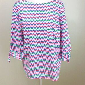 Talbots Cotton Chevron Popover Blouse